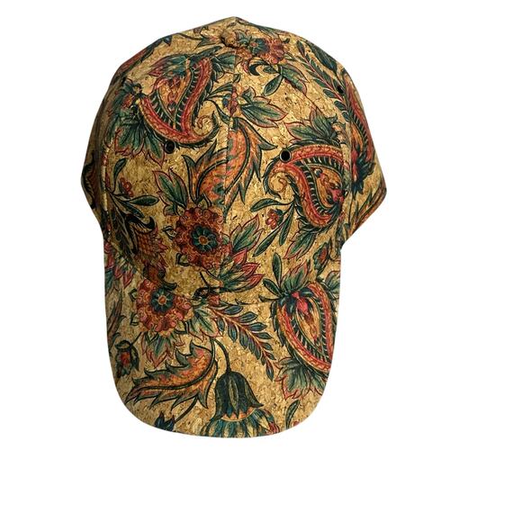 Vintage Paisley Floral Cap Unisex Adjustable Brown Cork Botanical Earthy Retro - Picture 1 of 6